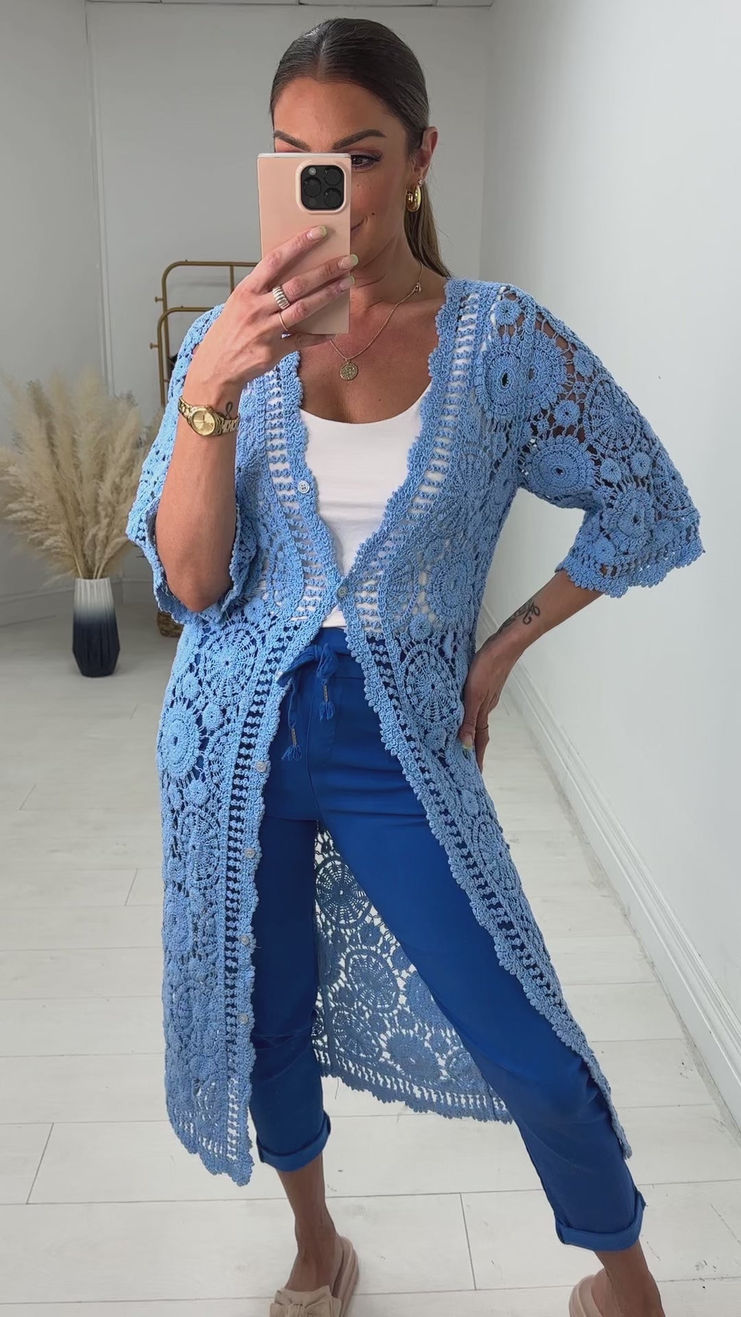 Abril Crochet Longline Cardigan