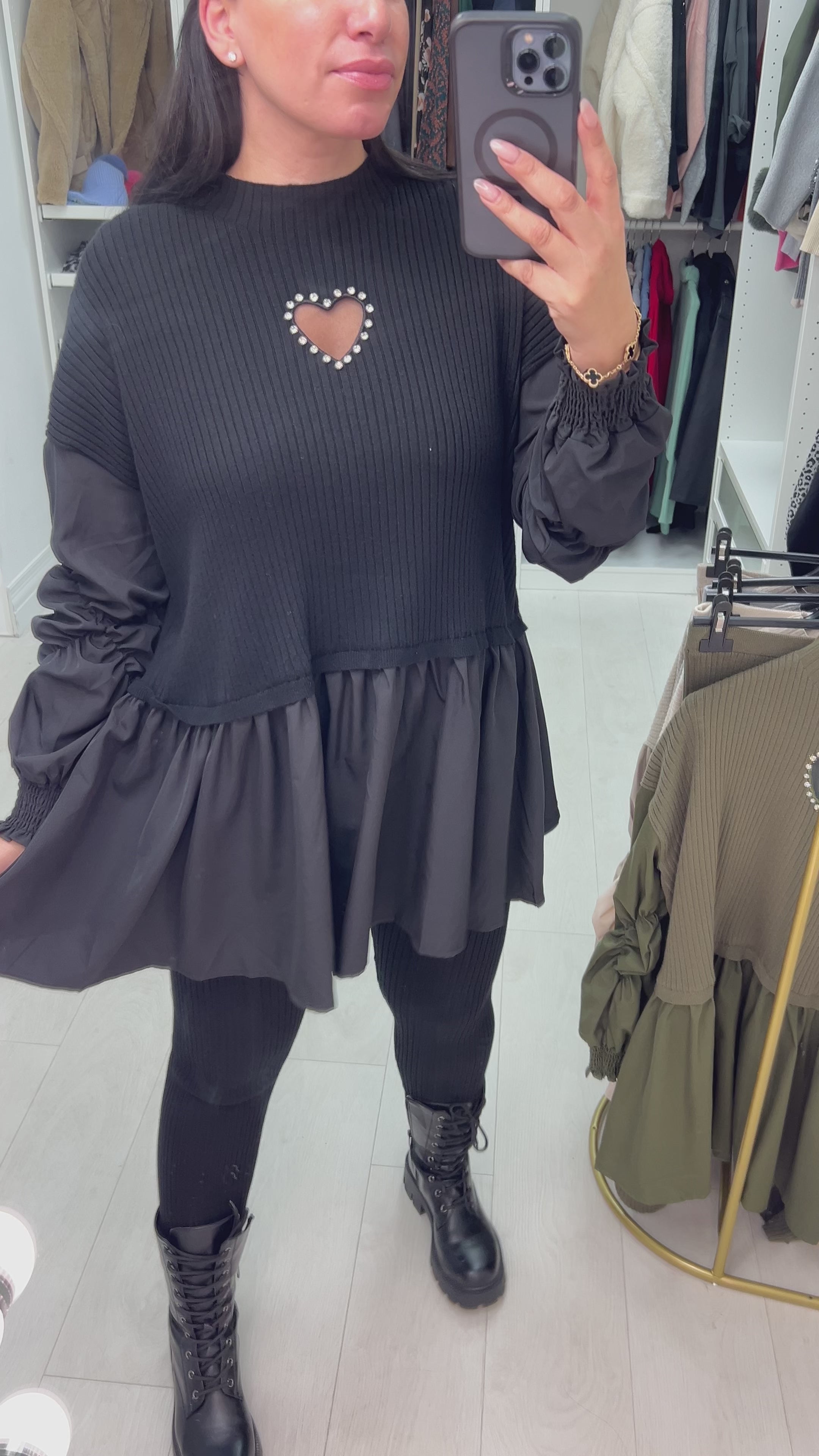 Load video: Imani Heart &amp;  Blouse Hem Loungewear Set