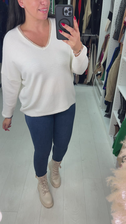 Mabel Chain Neckline Soft Knit Jumper