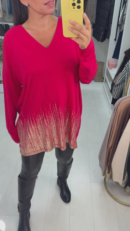 Laurena Plain Detailed Hem Loose Fit Jumper