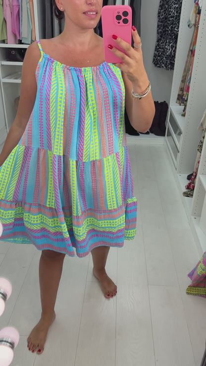 Denice Abstract Print Cheesecloth Midi Dress