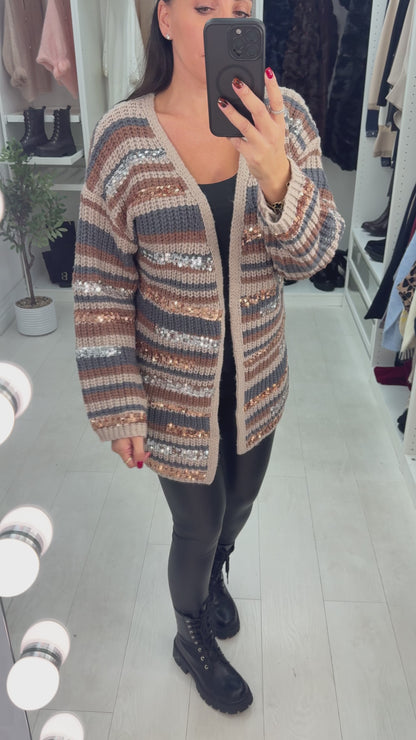 Sammi Sequin Detailed Chunky Knit Cardigan