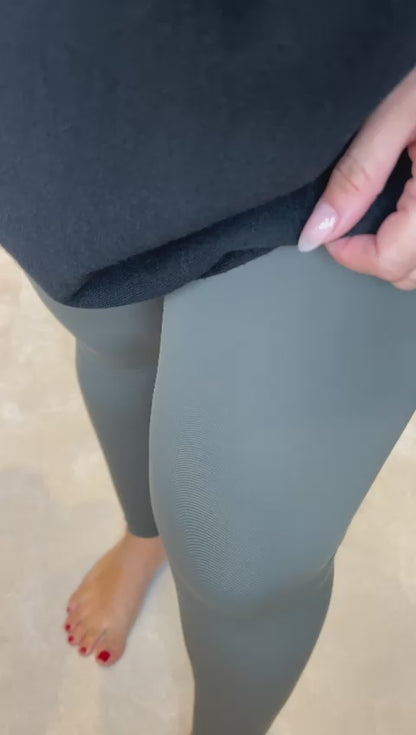 Avalee Khaki Plain Soft Stretch Leggings