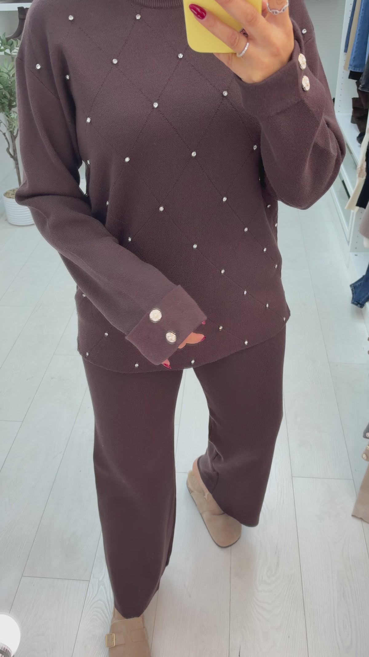 Ottie Plain Diamante Embellished Loungewear Set