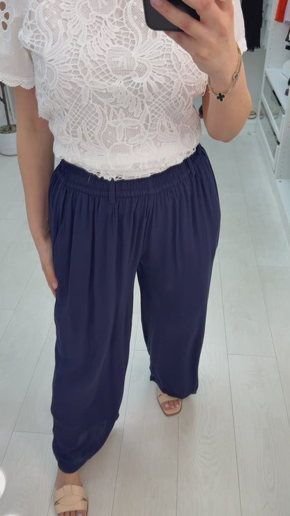 Lexley Plain Wide Loose Fit belted Trousers