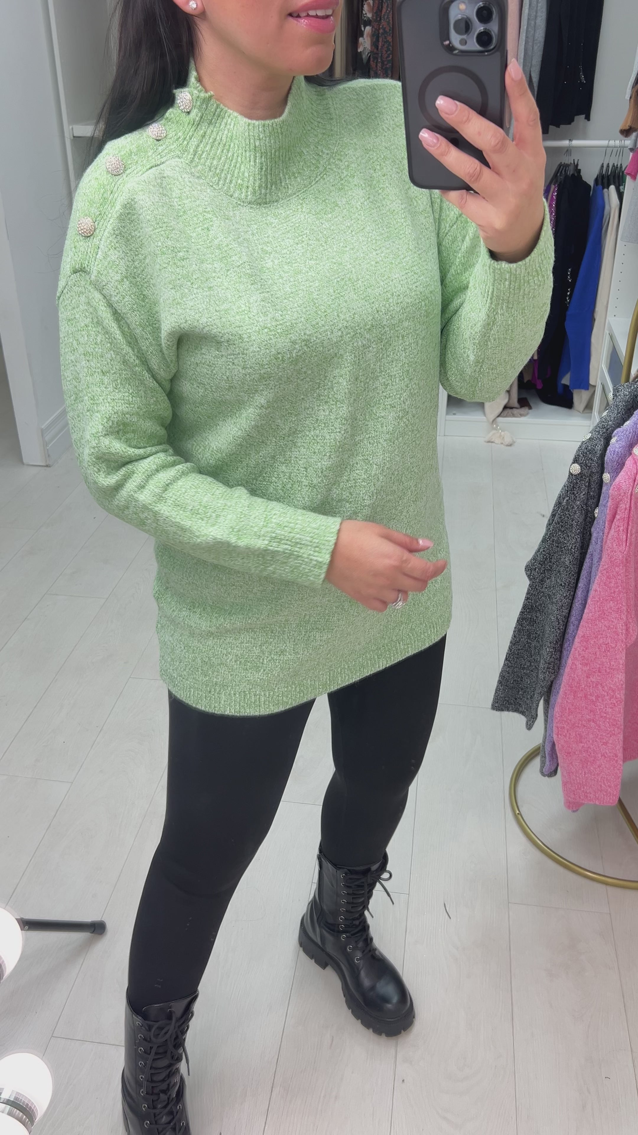 Ziya Diamante Button Detail Knit Jumper