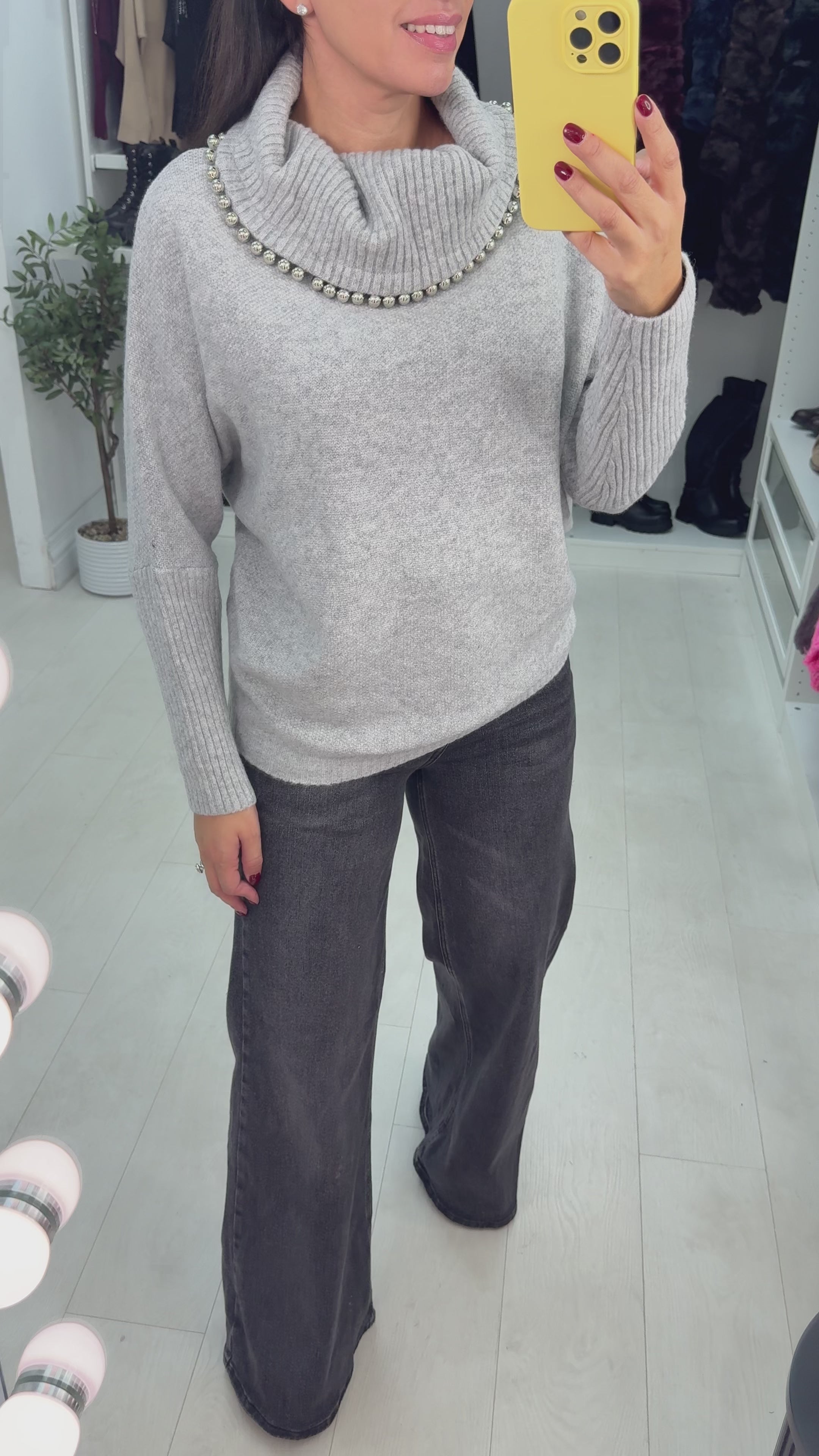 Load video: Hally Silver Ball Embellished Jumper