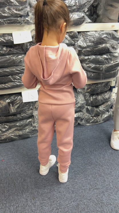 Baker Kids Plain Knitted Hooded Loungewear Set