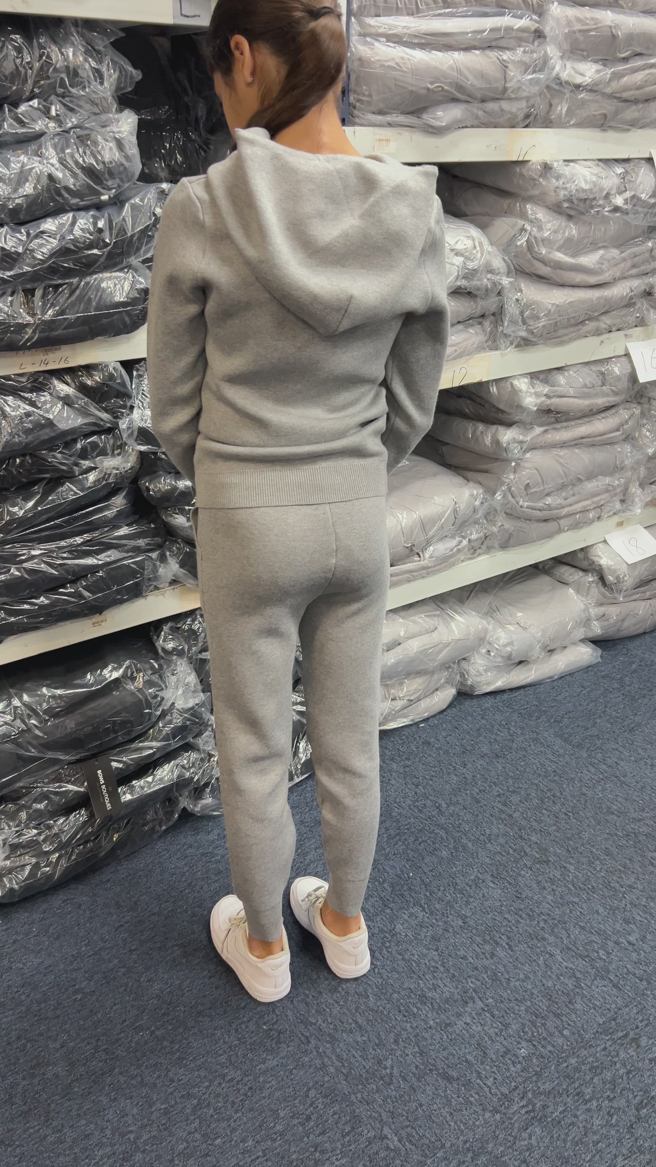 Load video: Baker Kids Plain Knitted Hooded Loungewear Set