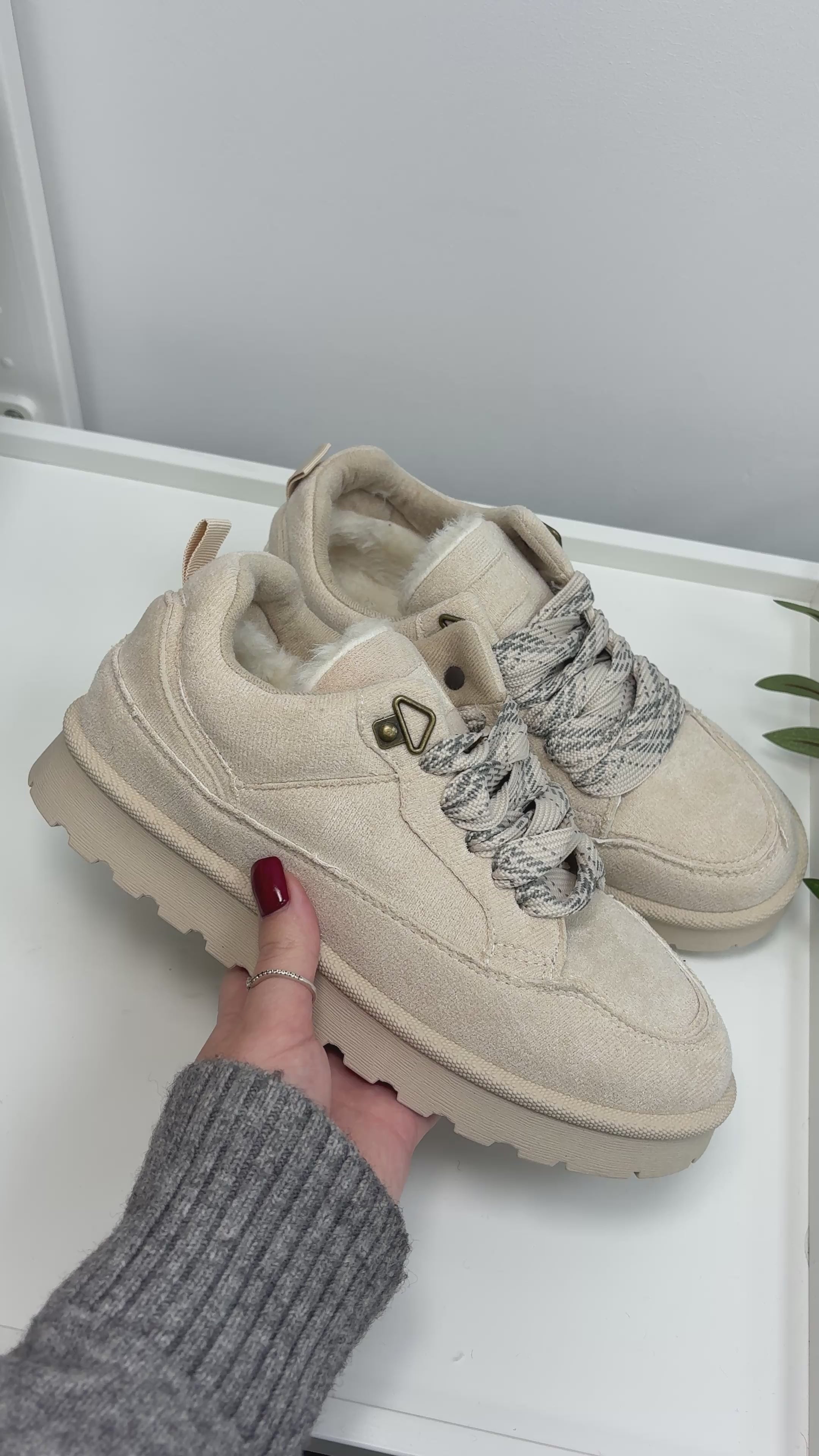 Load video: Everlin Faux Suede Chunky Sole Trainers