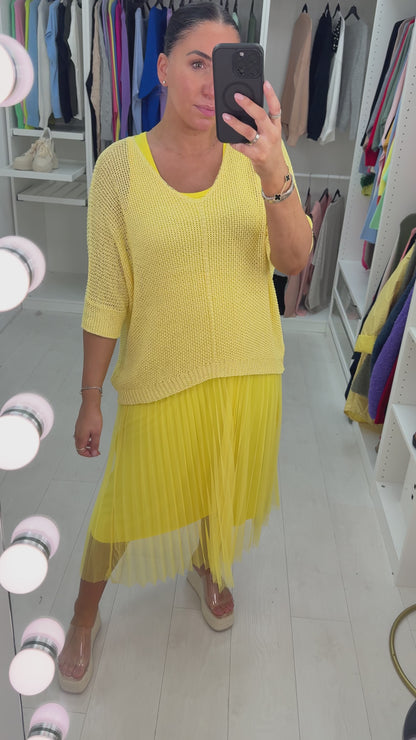 Alissia 2 Piece Knit Top & Pleated Chiffon Dress