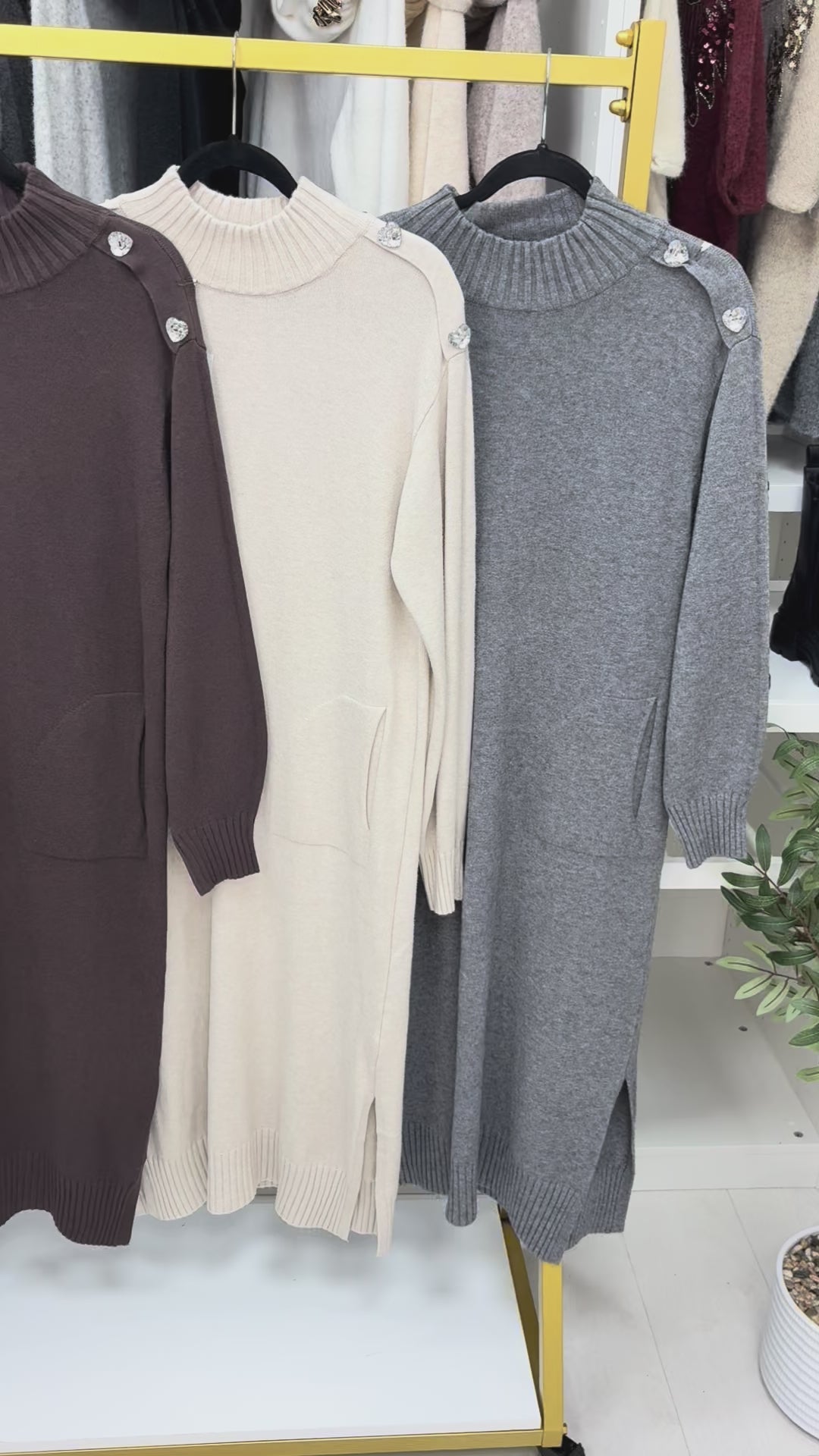 Keliah Plain Heart Embellished Sleeve Jumper Dress