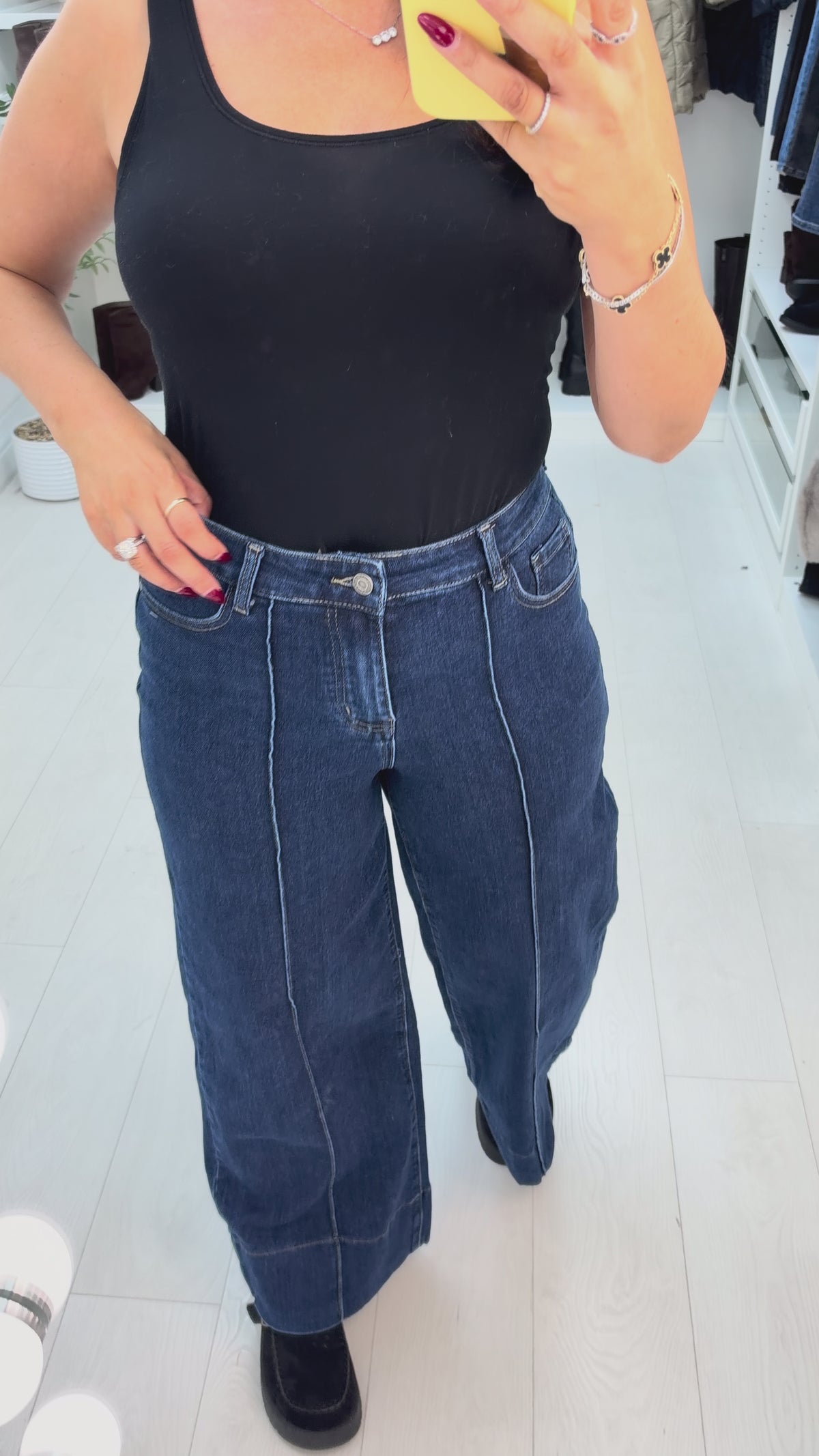 Wynne High Waisted Exposed Seam Wide Leg Jeans