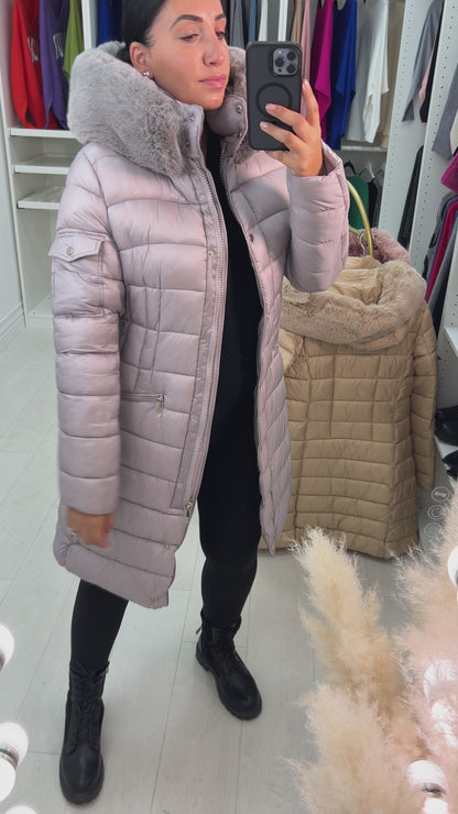Melinda Faux Fur Hooded Puffer Coat