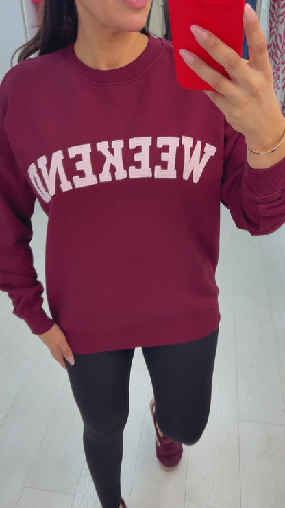Daria 'Weekend' Slogan Loose Fit Sweatshirt