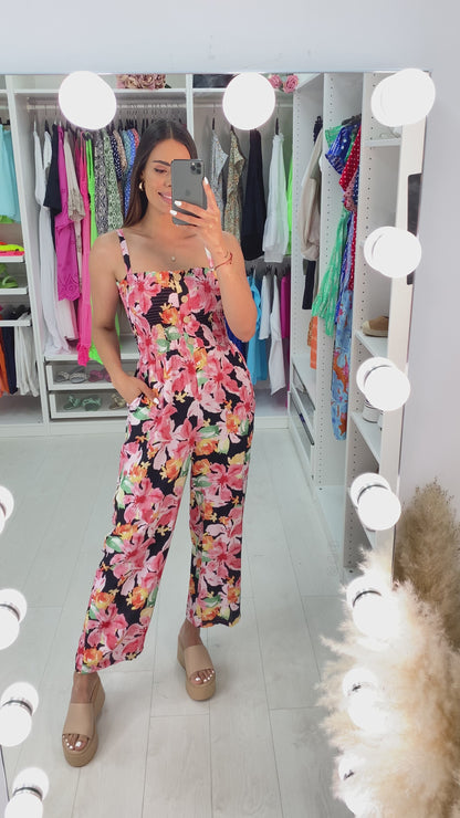 Izem Vibrant Floral Print Wide Leg Jumpsuit