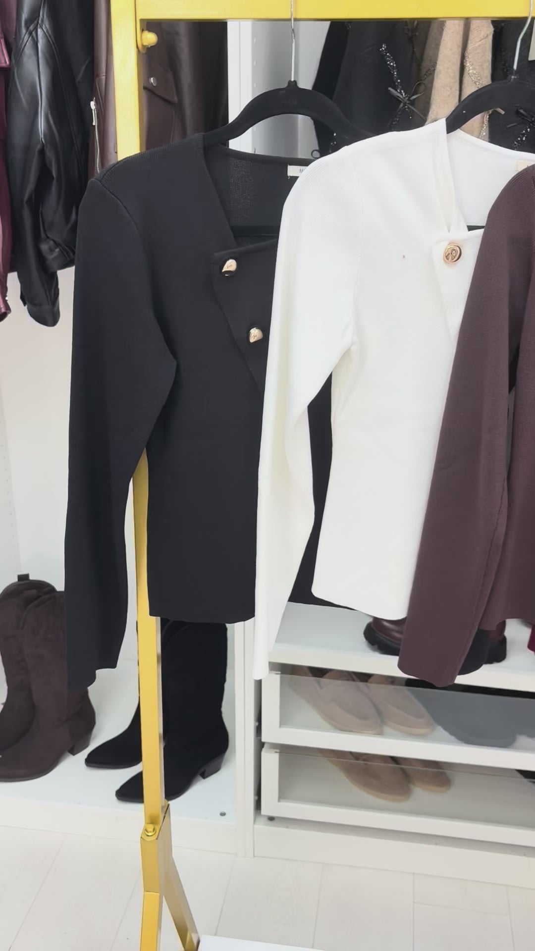 Falena Plain Asymmetric Button Detail Top