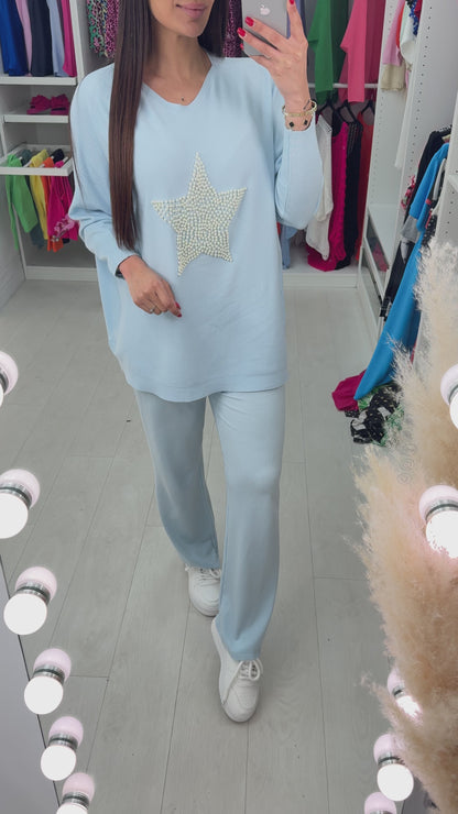 Sarla Pearl Star Detail Jumper & Leggings Set