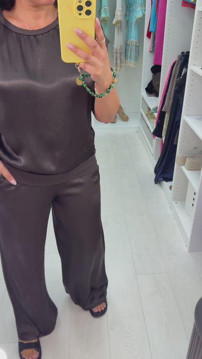 Samoa Plain Round Neck Satin Top