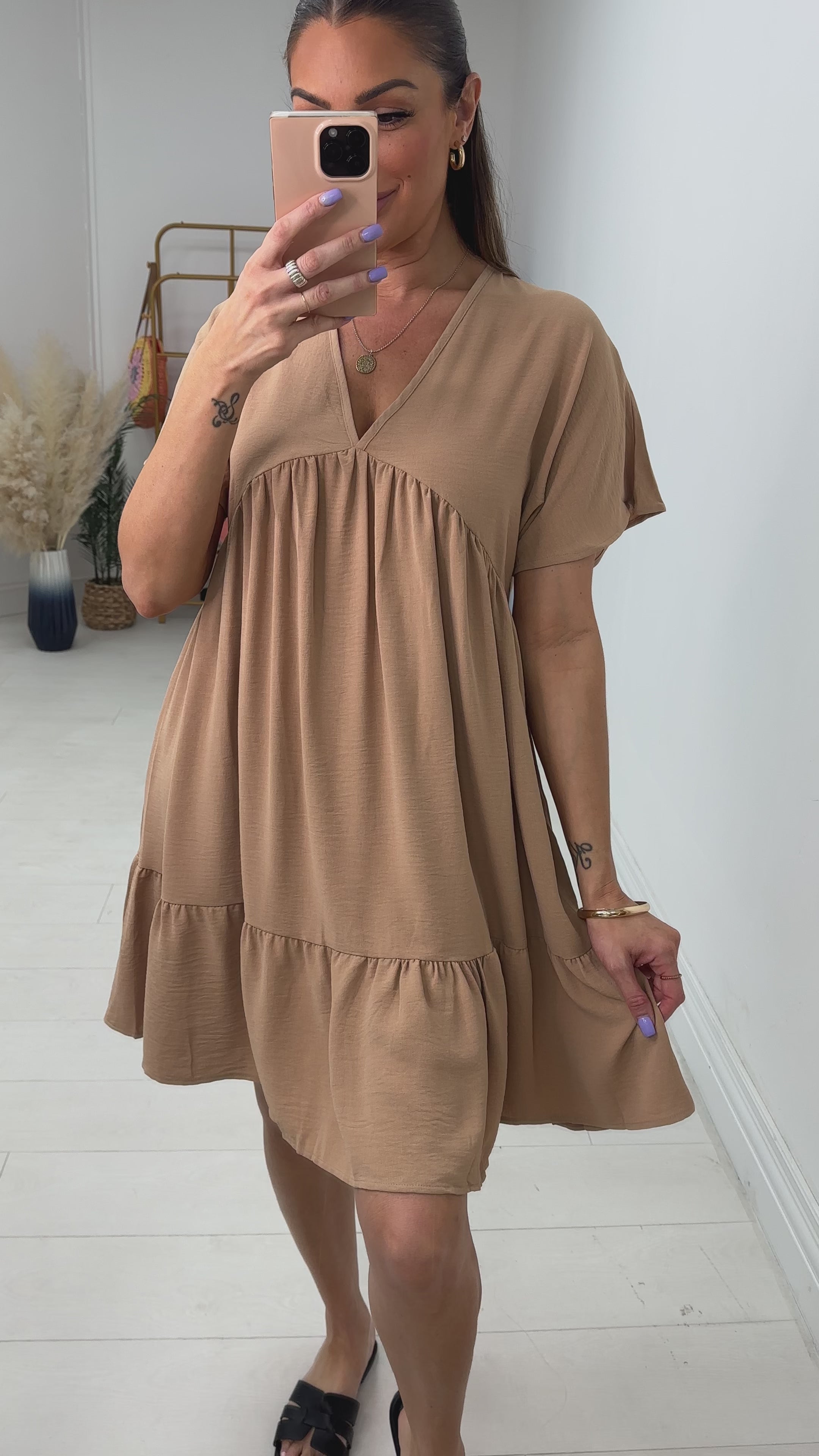 Amyra Floaty Tiered Smock Dress