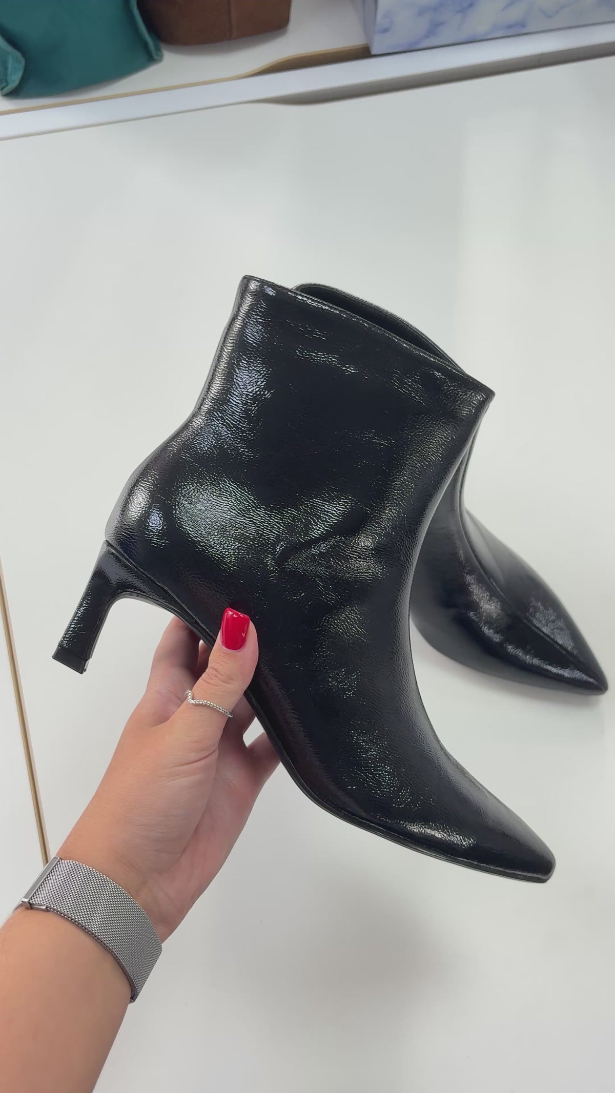 Load video: Daizy Faux Leather Pointed Heeled Boots
