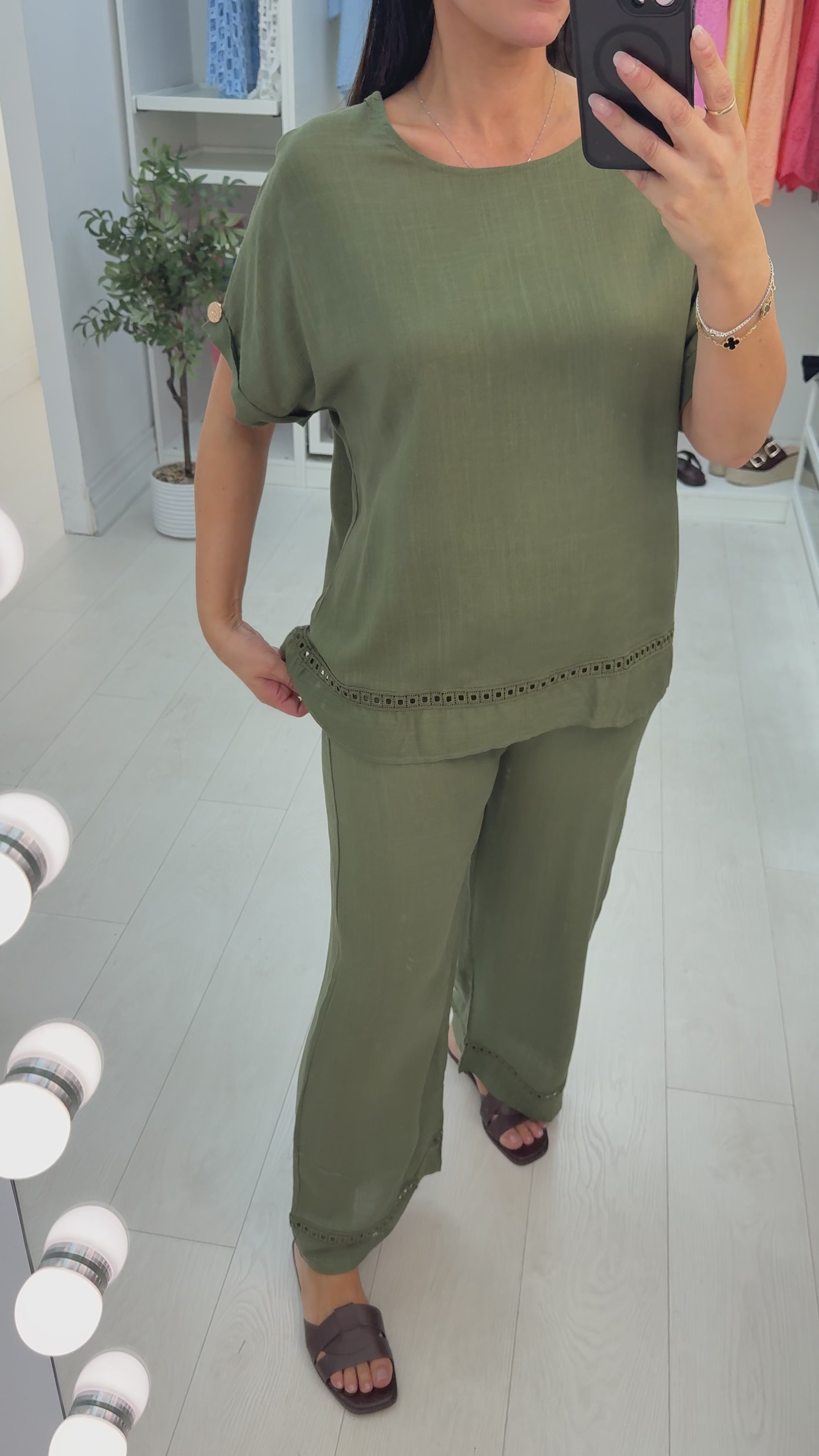 Olana Plain Loose Fit Detailed Trim Co-Ord Set