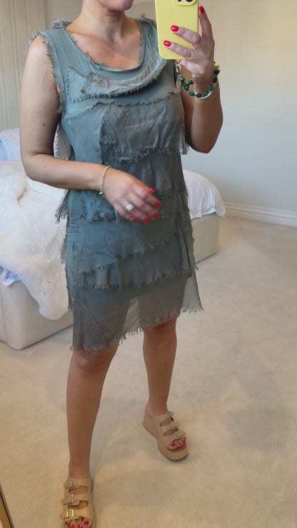Imanisa Silk Ruffle Dress