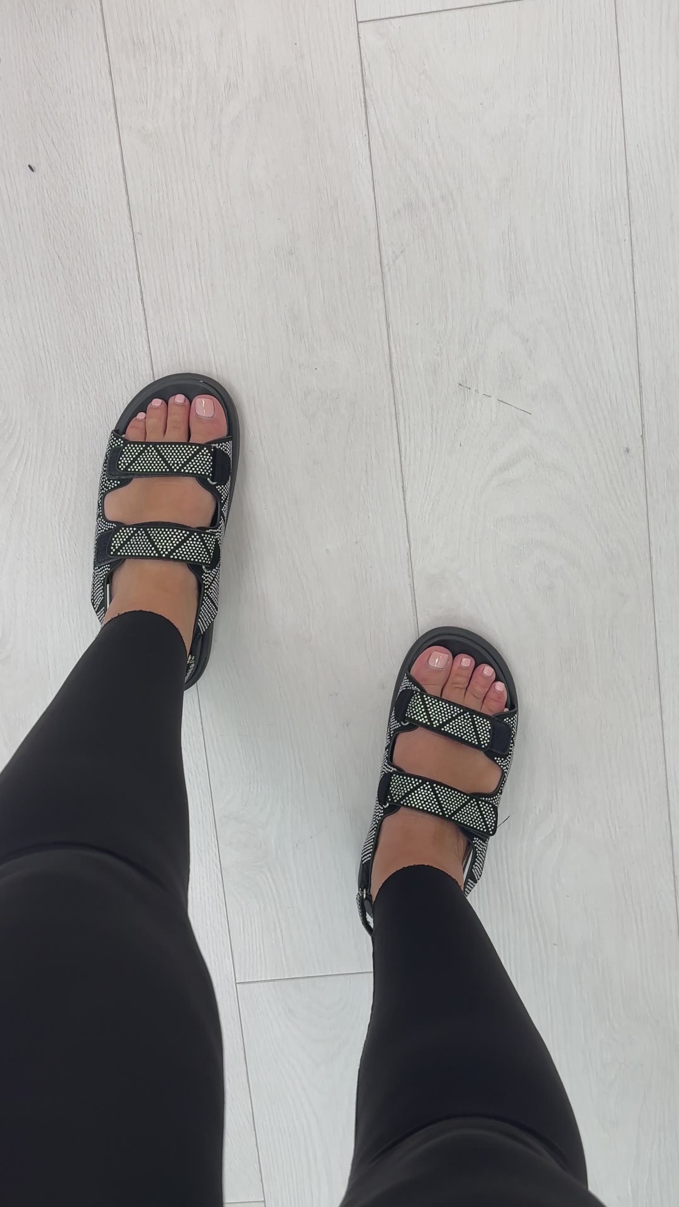 Load video: Odette Diamante Velcro Sandals