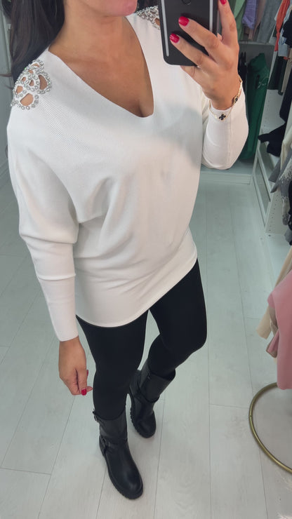 Harper Diamante Cut Out Detail Jumper