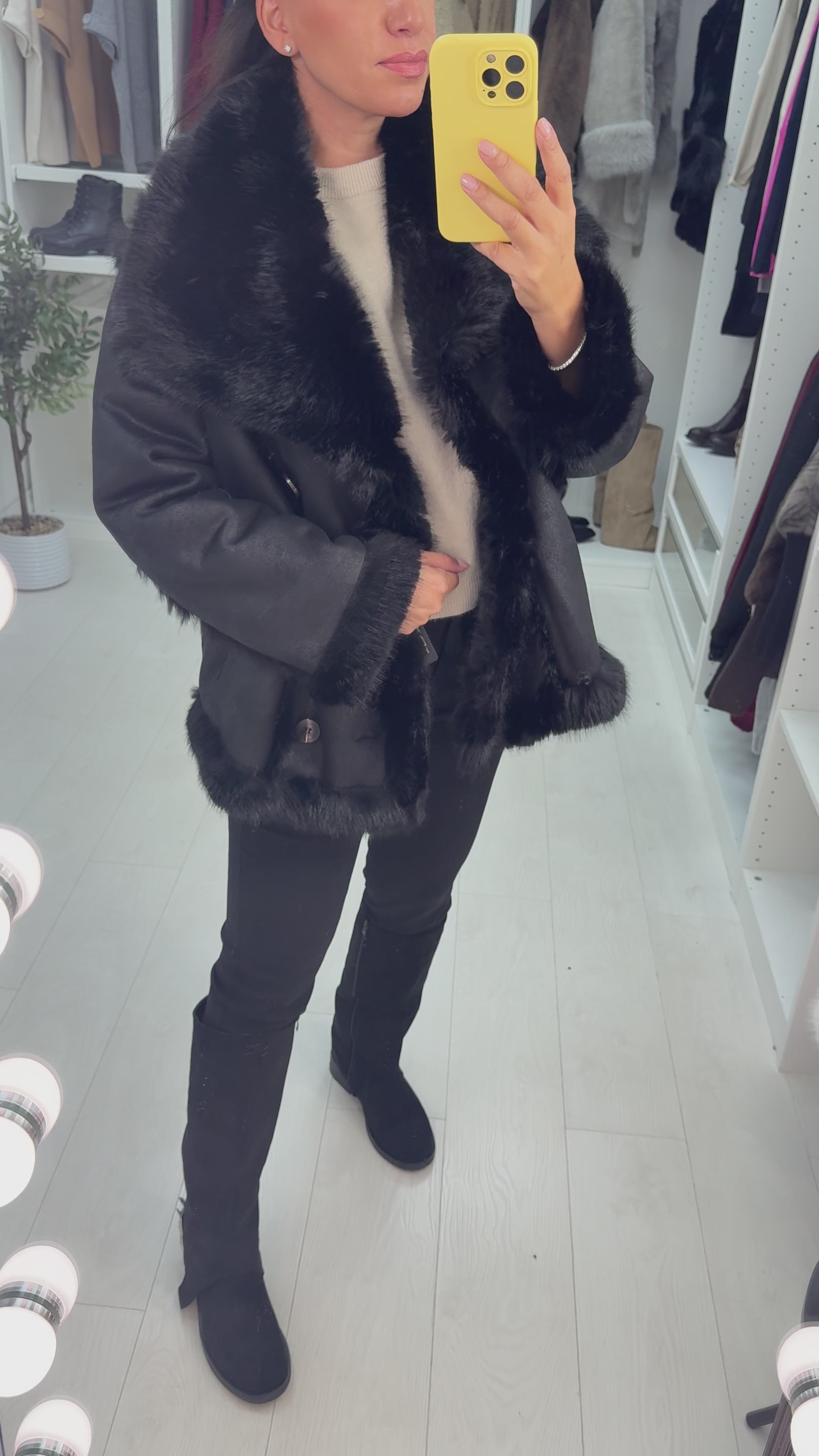 Isayla Reversible Faux Fur Detail Coat