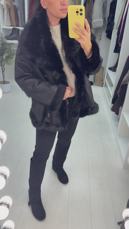 Isayla Reversible Faux Fur Detail Coat