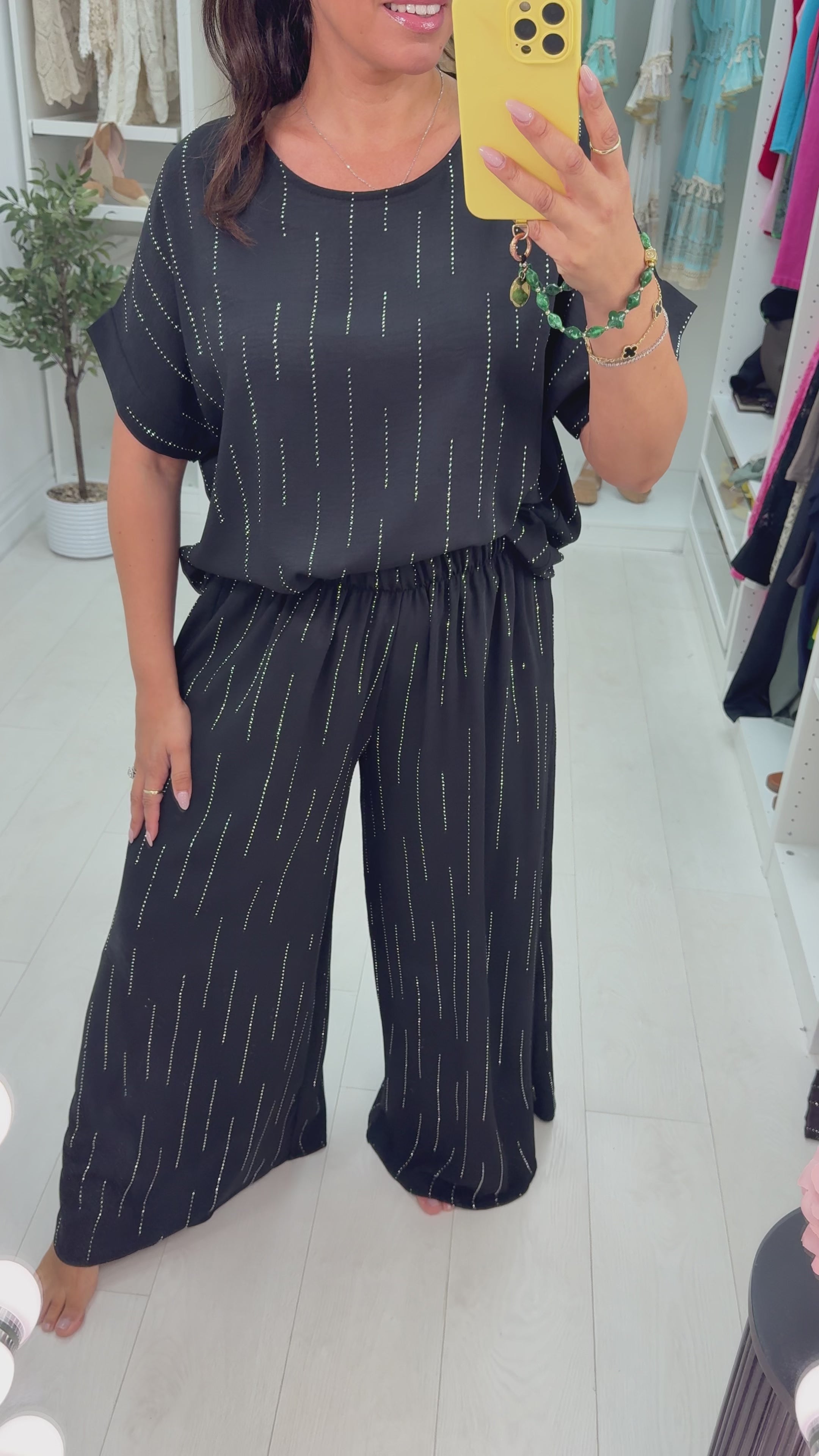 Rosario Diamante Detailed Short Sleeve Co-Ord Set