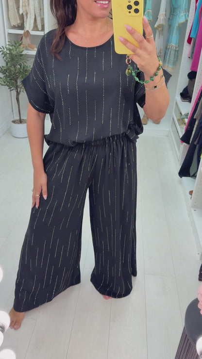 Rosario Diamante Detailed Short Sleeve Co-Ord Set