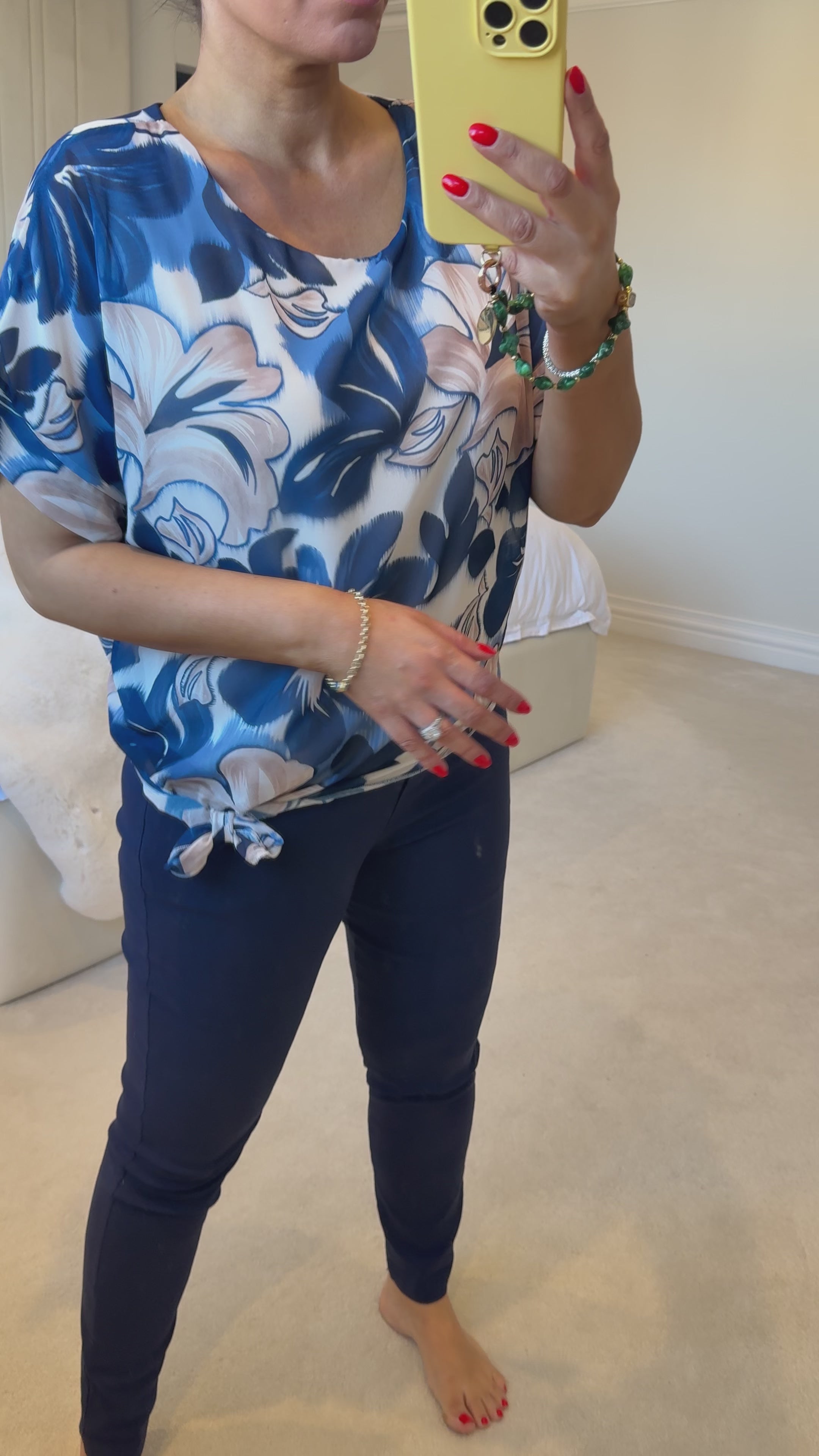 Load video: Ceira Floral Print Tie Front Top