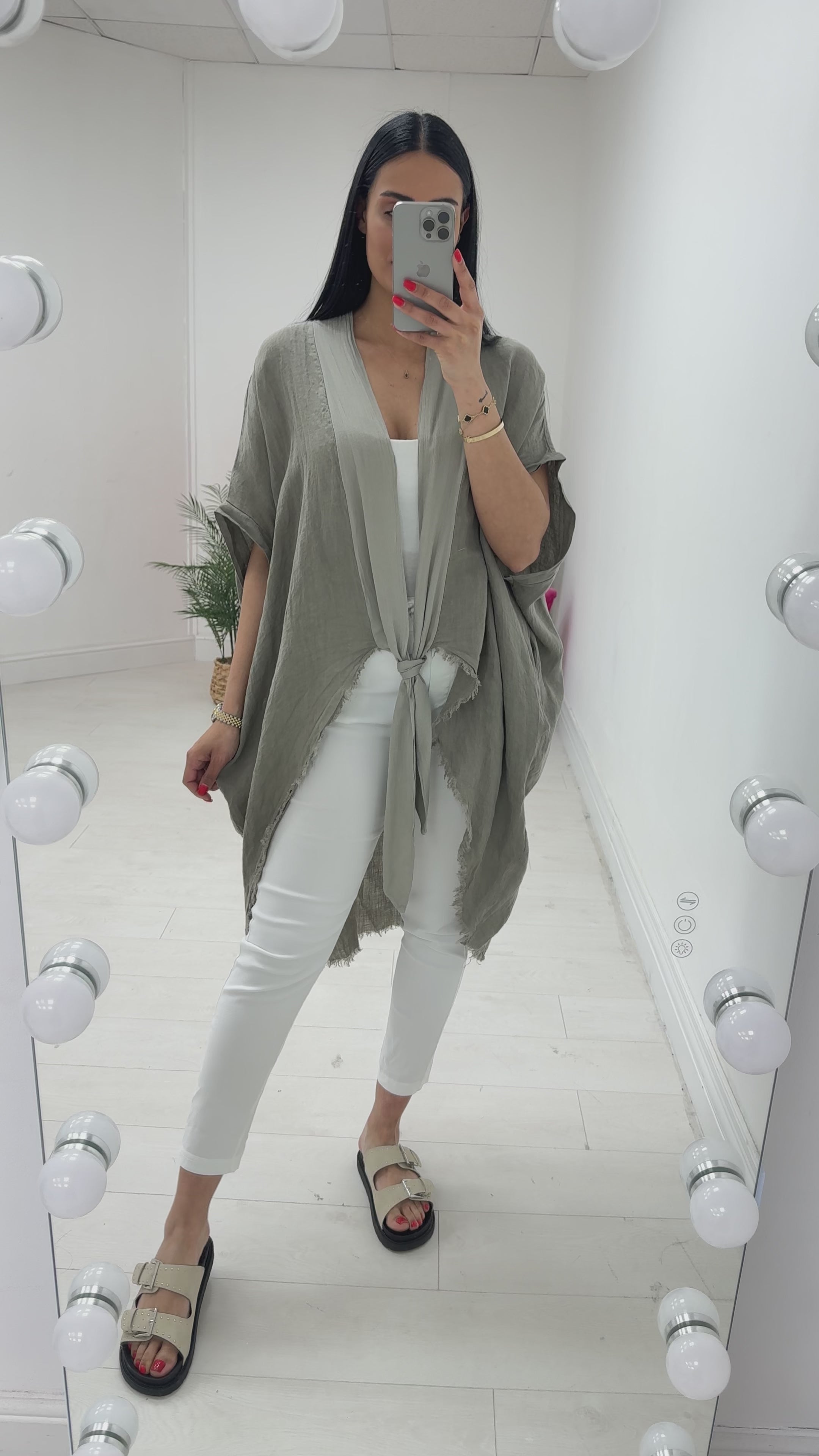 Adelaide Plain Tie Front Oversized Throw Over