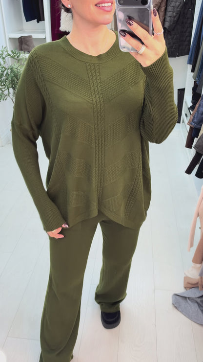 Anthea Plain Textured Loose Fit Loungewear Set