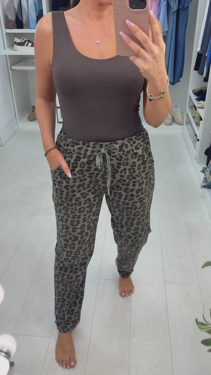Evora Leopard Print Elasticated Waist Magic Trousers