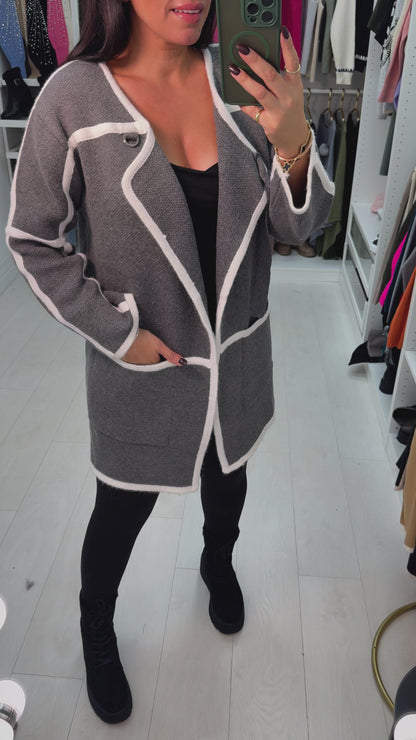 Chernette Detailed Hem Chunky Cardigan