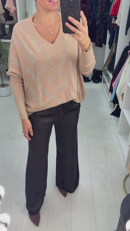 Lauren Embellished V Neck Jumper