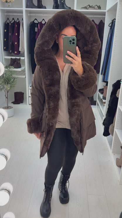Willow Faux Fur Hooded Toggle Waist Coat