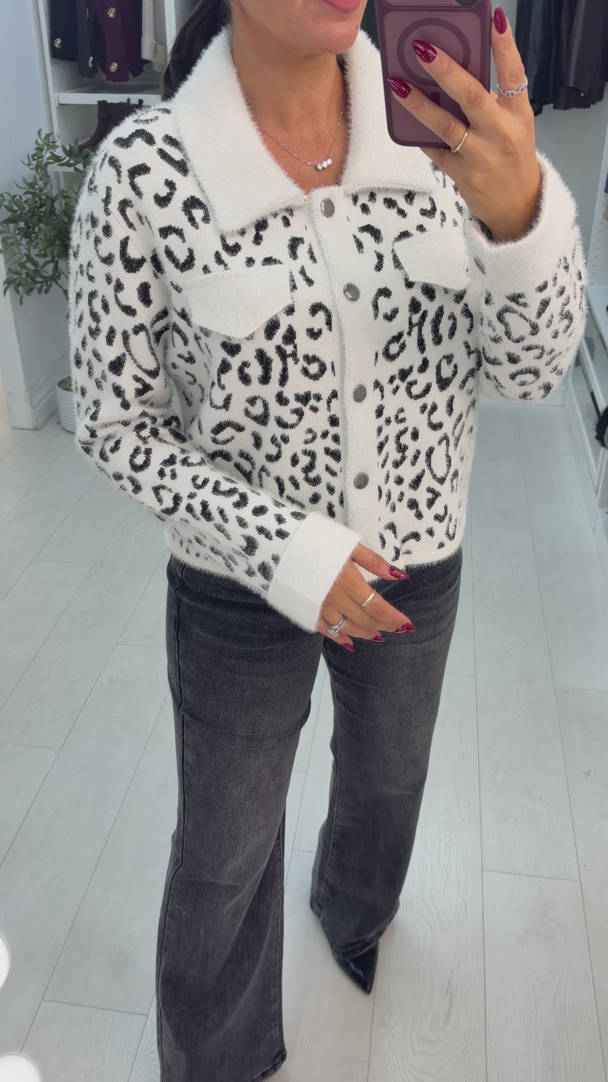 Demilla Leopard Print Fluffy Cardi Jacket