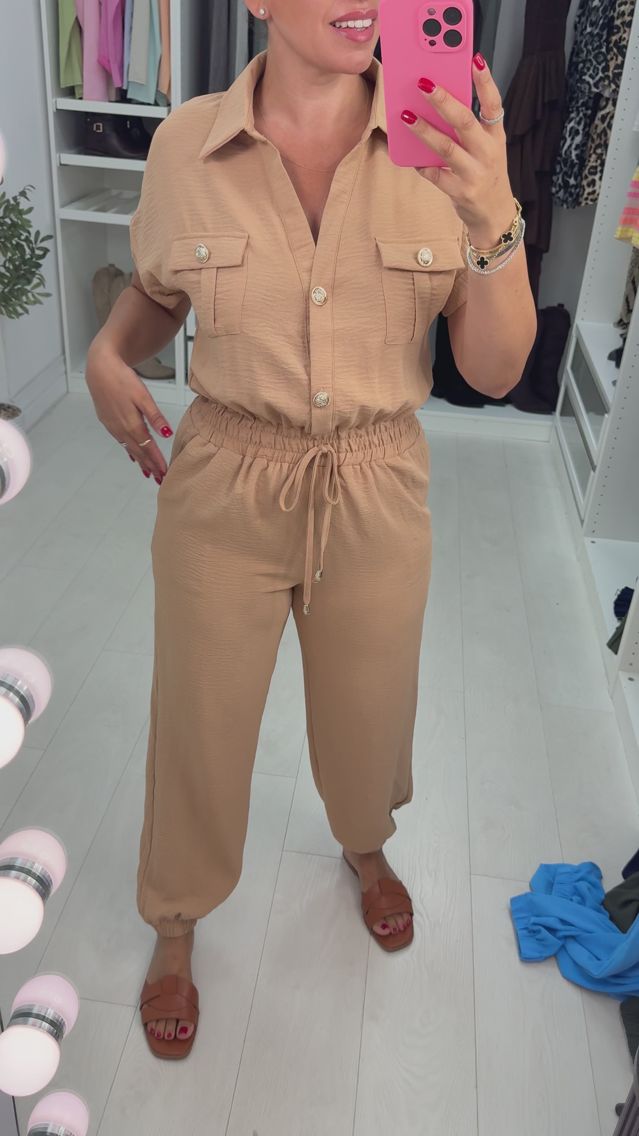 Romina Plain Crepe Short Sleeve Jumpsuit