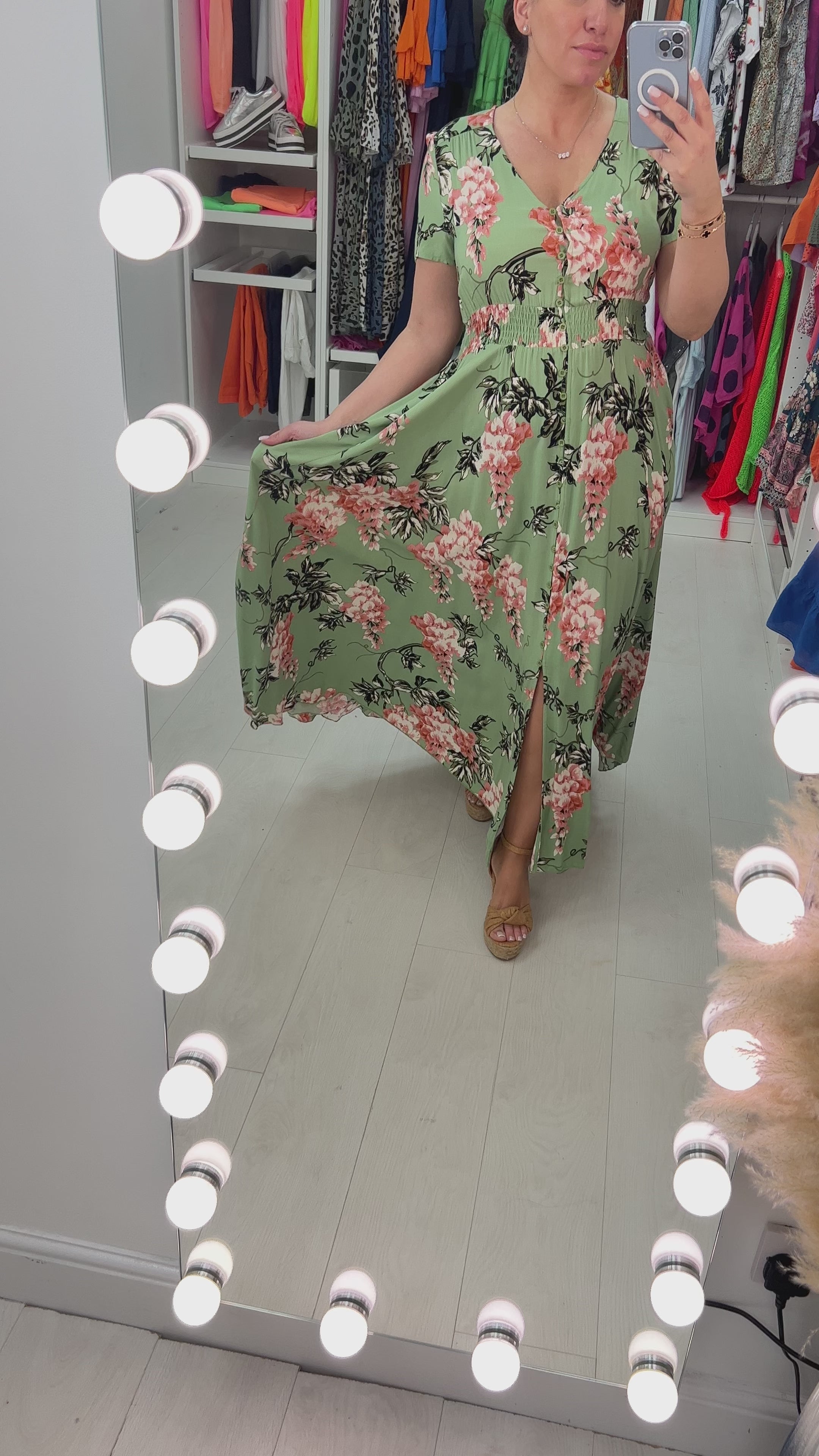 Load video: Odetta Sage Floral Print Maxi Dress