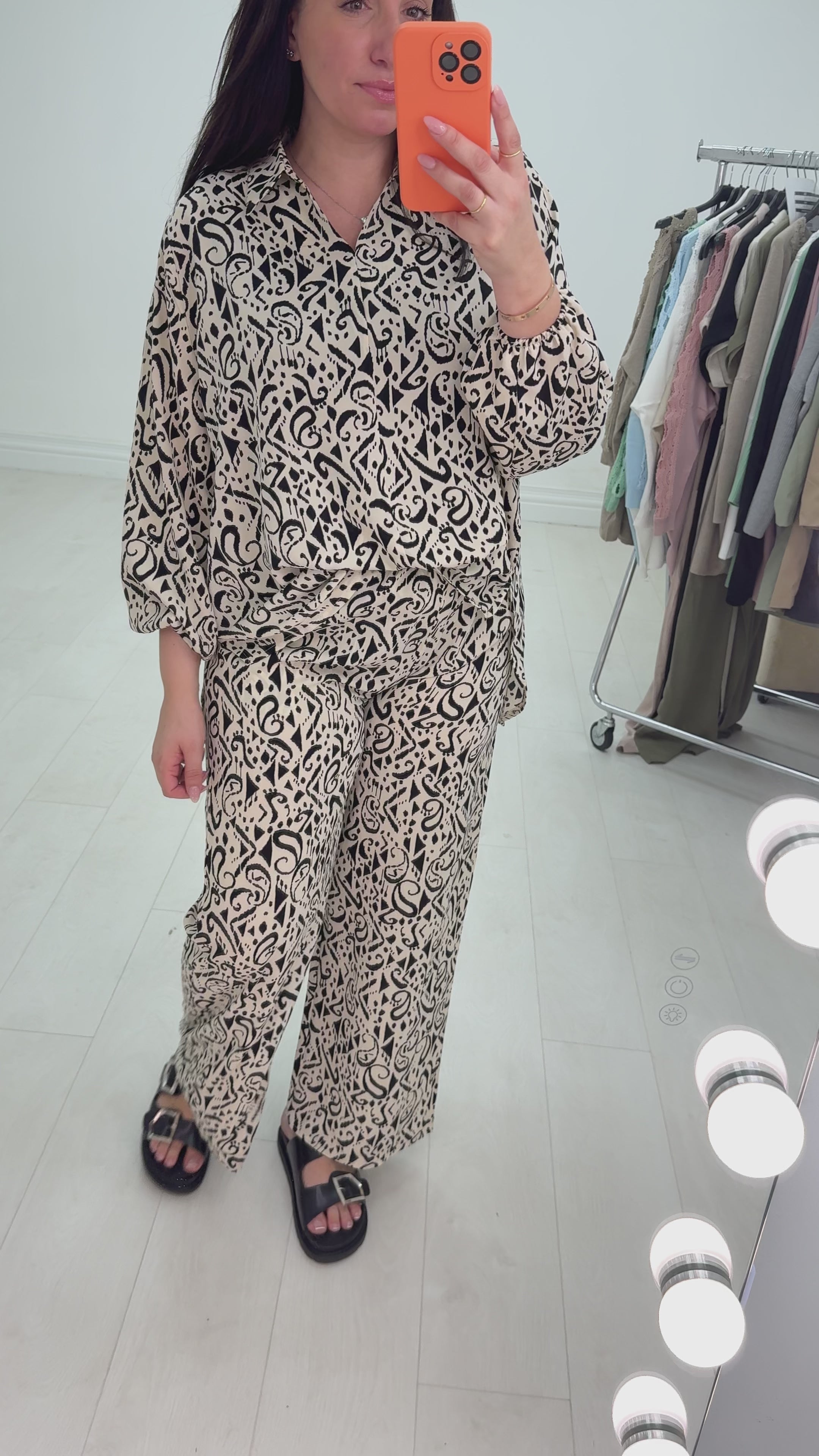 Load video: Adele Abstract Blouse &amp; Trouser Co-Ord