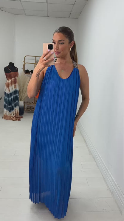 Loretta Pleated Racerback Maxi Dress