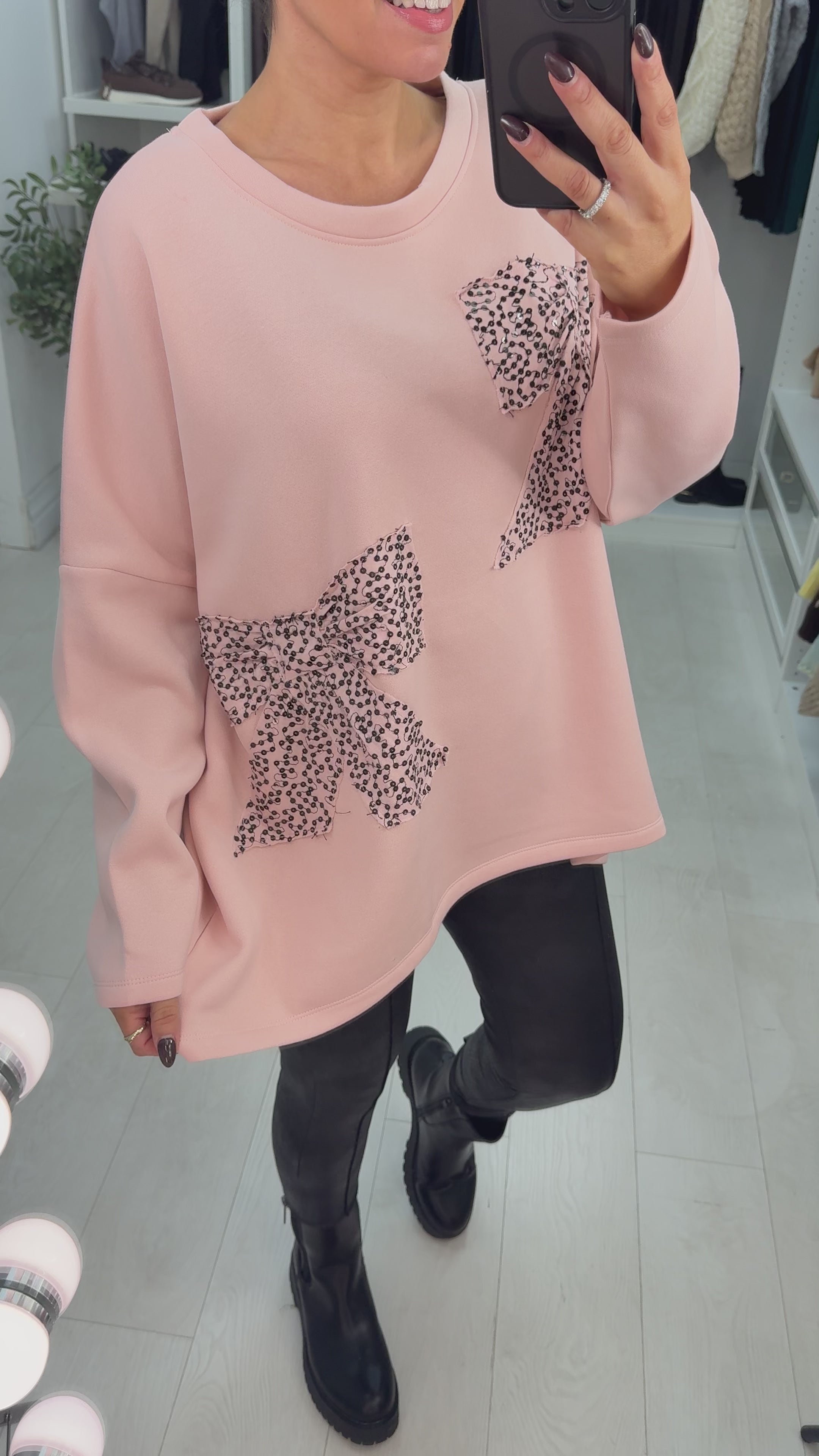 Tilly Sequin Bow Loose Fit Sweatshirt