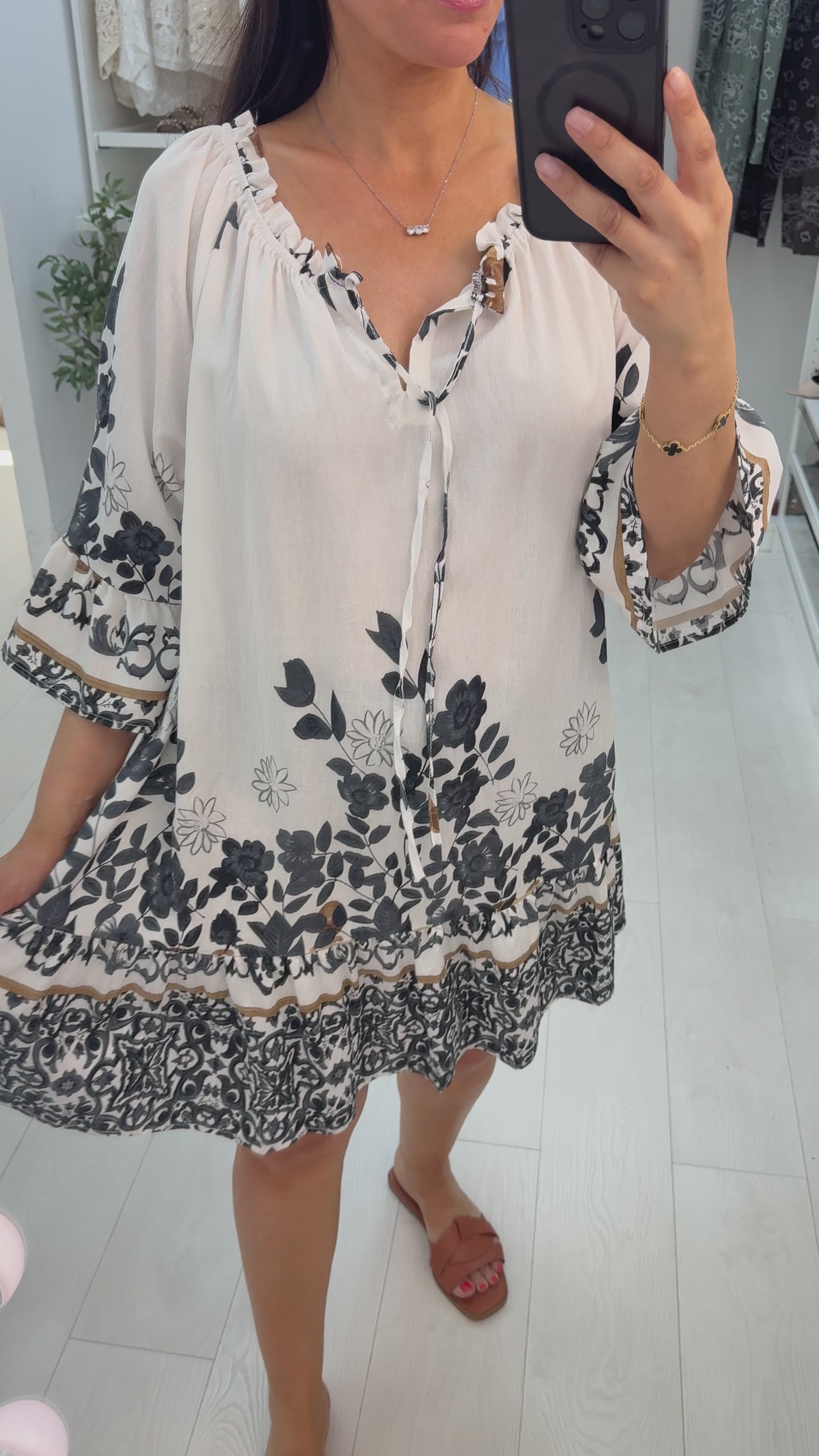 Pavlina Floral Print Loose Fit Bardot Dress