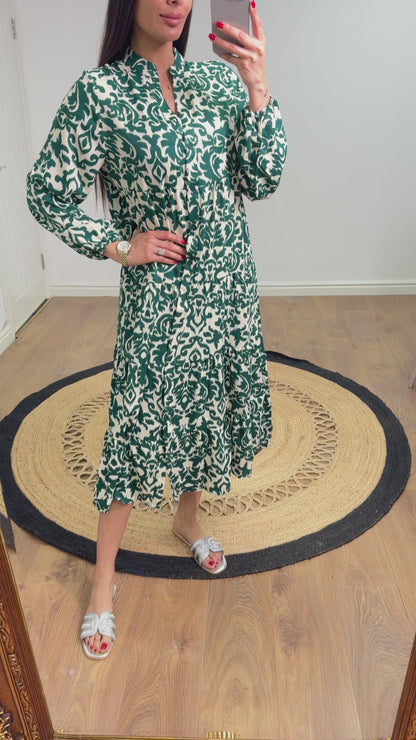 Earla V Neck Patterned Maxi Dress