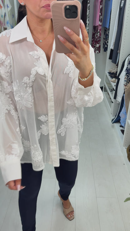 Claudia Embroidered Floral Loose Fit Blouse