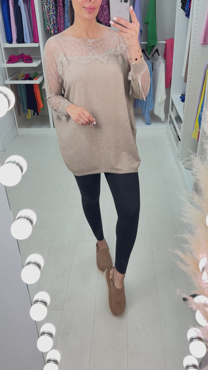 Maize Lace Detail Loose Fit Jumper